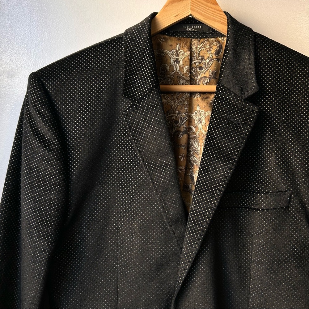 Ted Baker Lux Velour Blazer Black w/Gold Dots